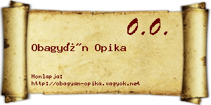 Obagyán Opika névjegykártya
